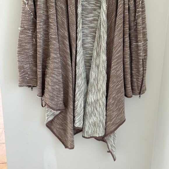 Free People Size Medium oversized open Front Cardigan Swing Sweater Brown - Picture 4 of 11
